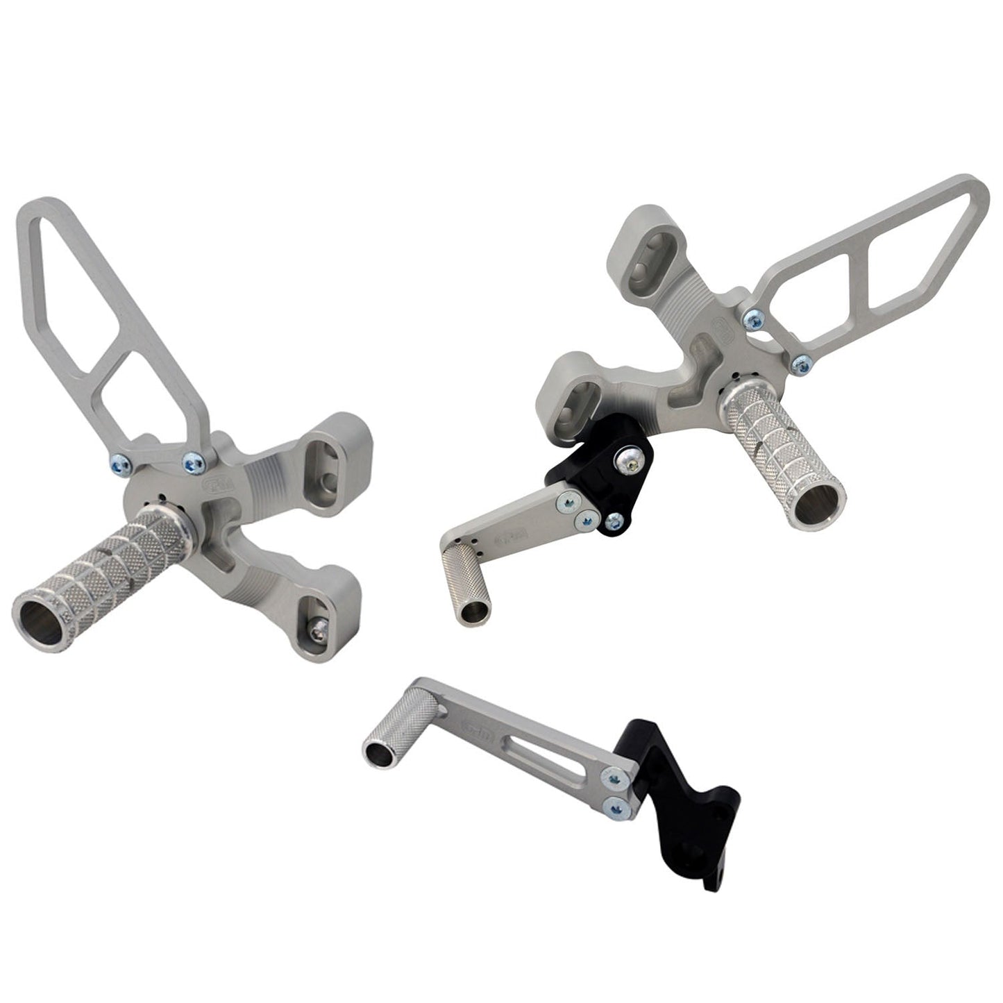 WOODCRAFT DUCATI 848/1098/1198/848 EVO COMPLETE REARSET - CLEAR NO FOLDING TOE PIECES. SKU: 05-0640BA