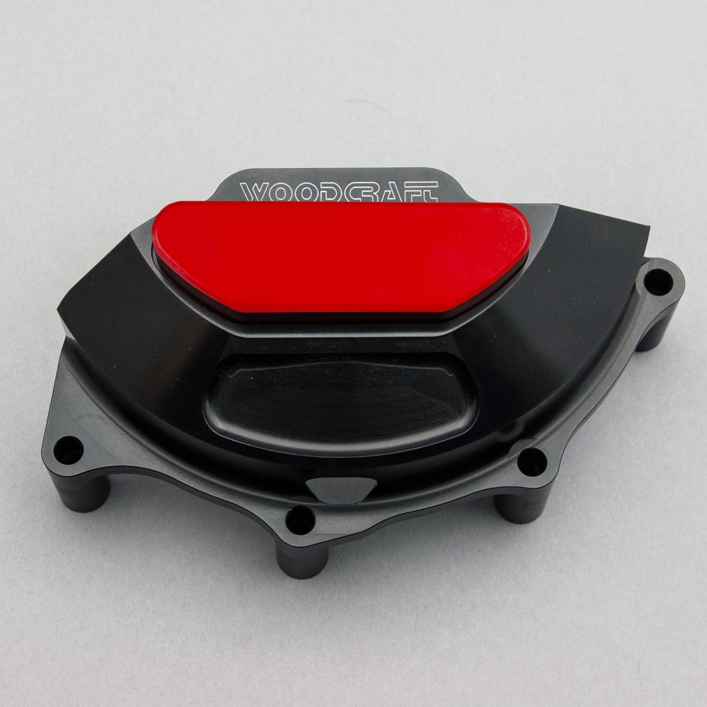 WOODCRAFT DUCATI PANIGALE V4 LHS STATOR COVER PROTECTOR W/ SKID PLATE RED CERAKOTE. SKU: 60-0656LC-R