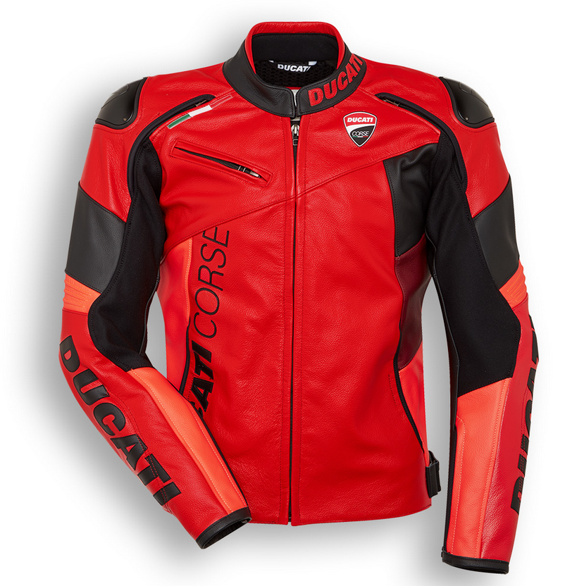 DUCATI CORSE C6 PERFORATED LEATHER JACKET – RED/BLACK SKU: 9810744